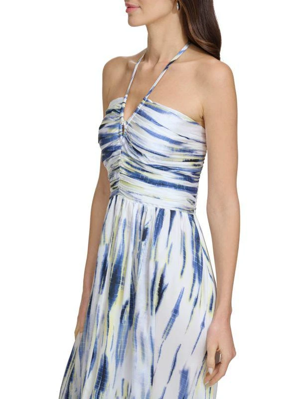 DKNY Ruched Halter Printed Maxi Dress 4
