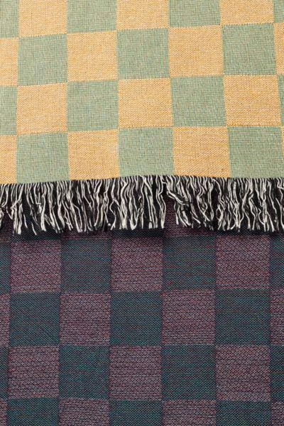 Clr Shop Clr Shop Green & Gold Woven Throw Blanket 3
