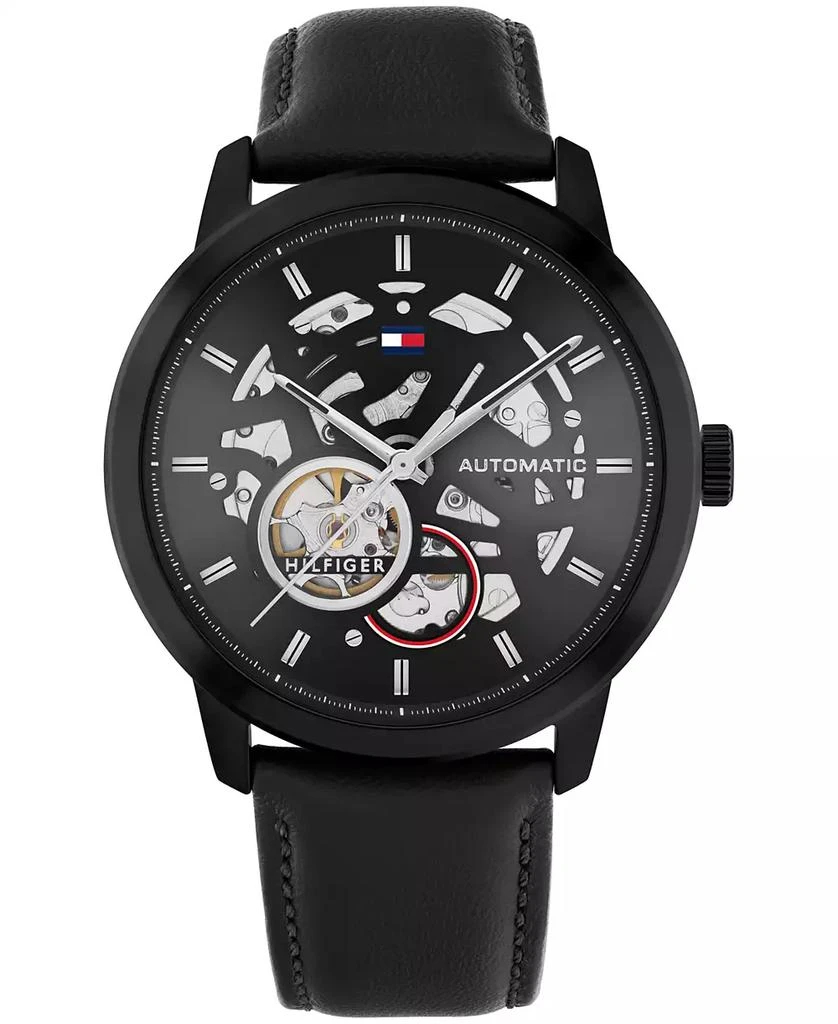 Tommy Hilfiger Men's Automatic Black Leather Strap Watch 43mm 1