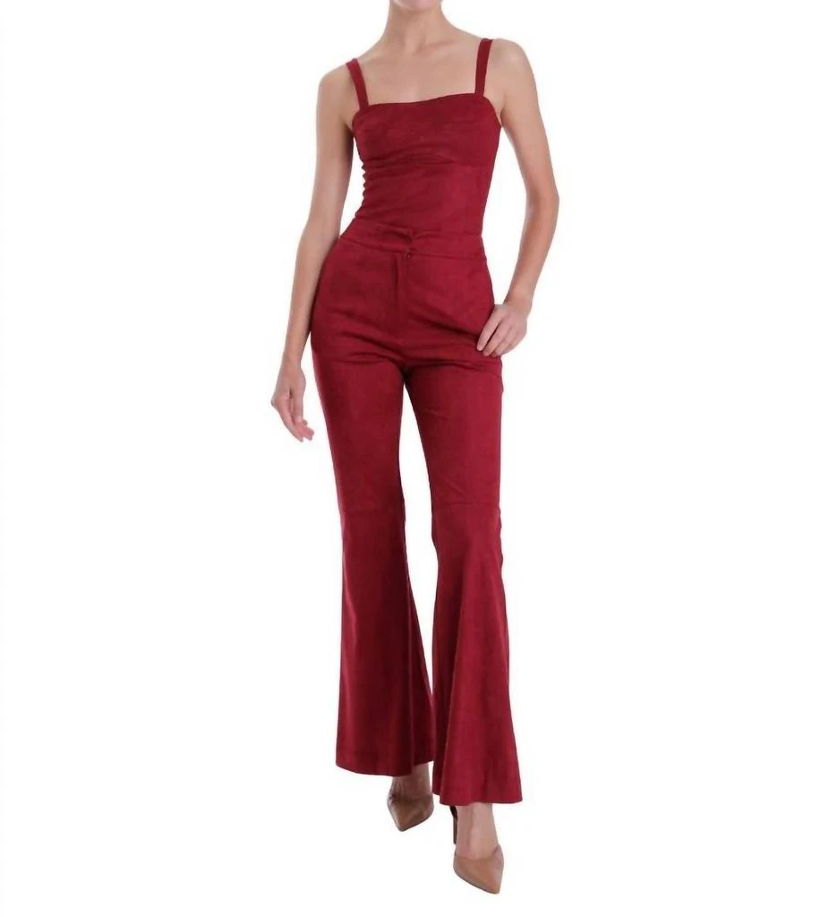 Karina Grimaldi Veronica Suede Bodysuit In Garnet 2