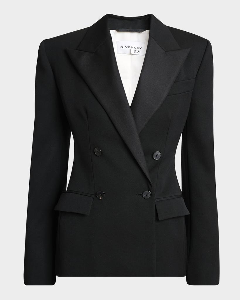 ジャケット・アウター GIVENCHY double wool jacket GIVENCHY Wool Double Breasted Coat Back Zipper Black