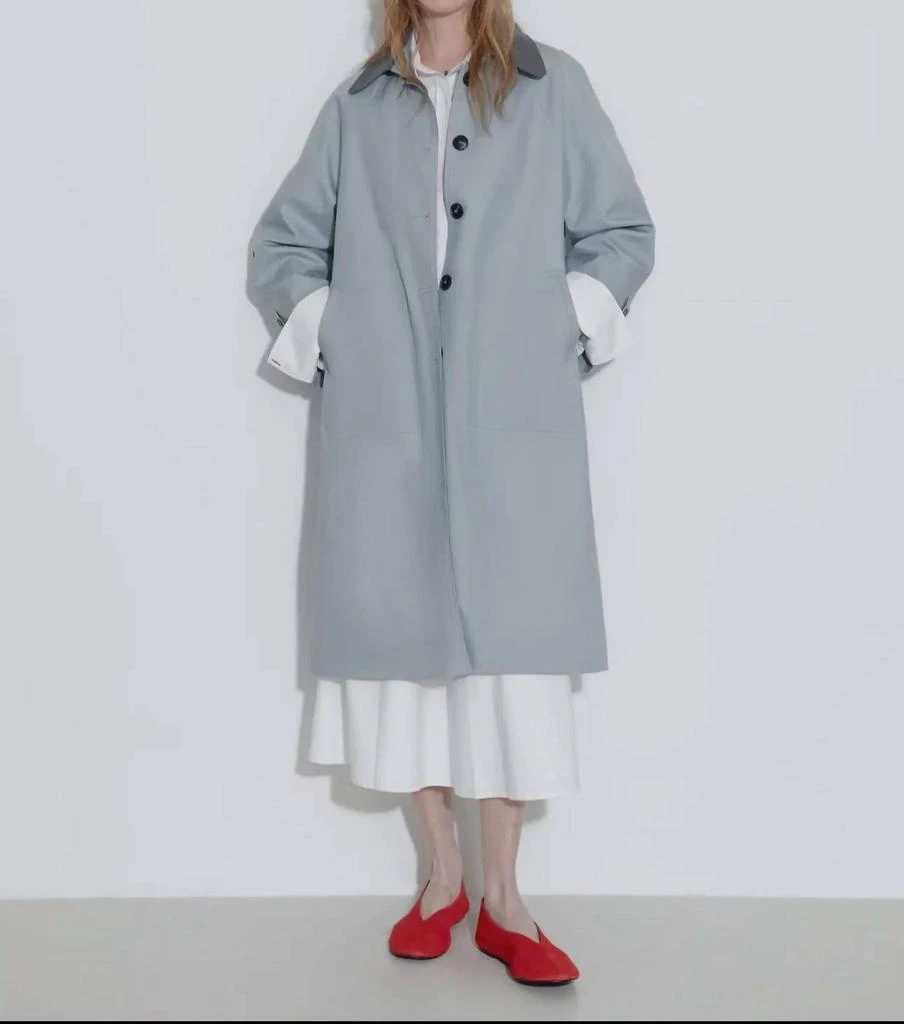 Cubic Cubic - Color-blocked Collar Long Trench Coat