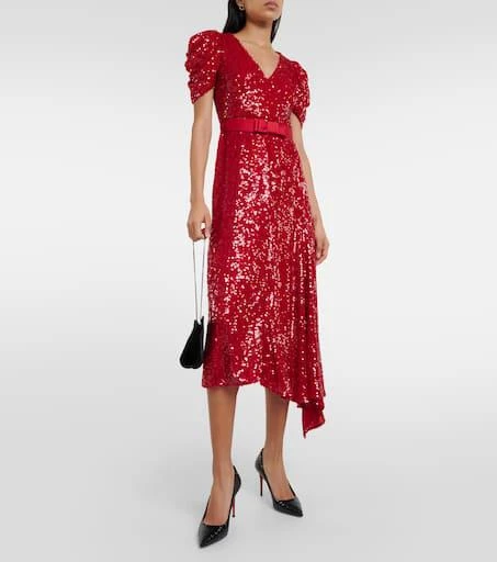 Erdem Asymmetric sequined midi dress 2