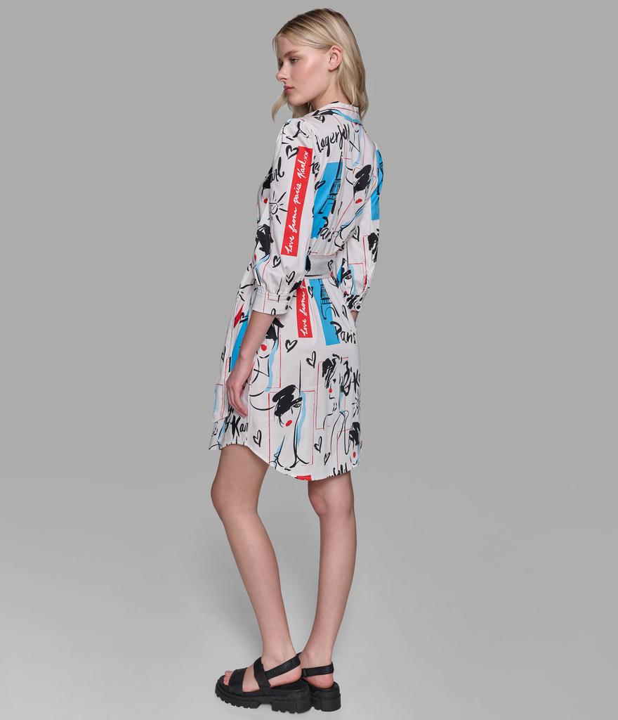 Karl Lagerfeld Paris シャーリングシャツドレス Karl Lagerfeld Paris SKETCH PRINT SHIRT DRESS - Shirts