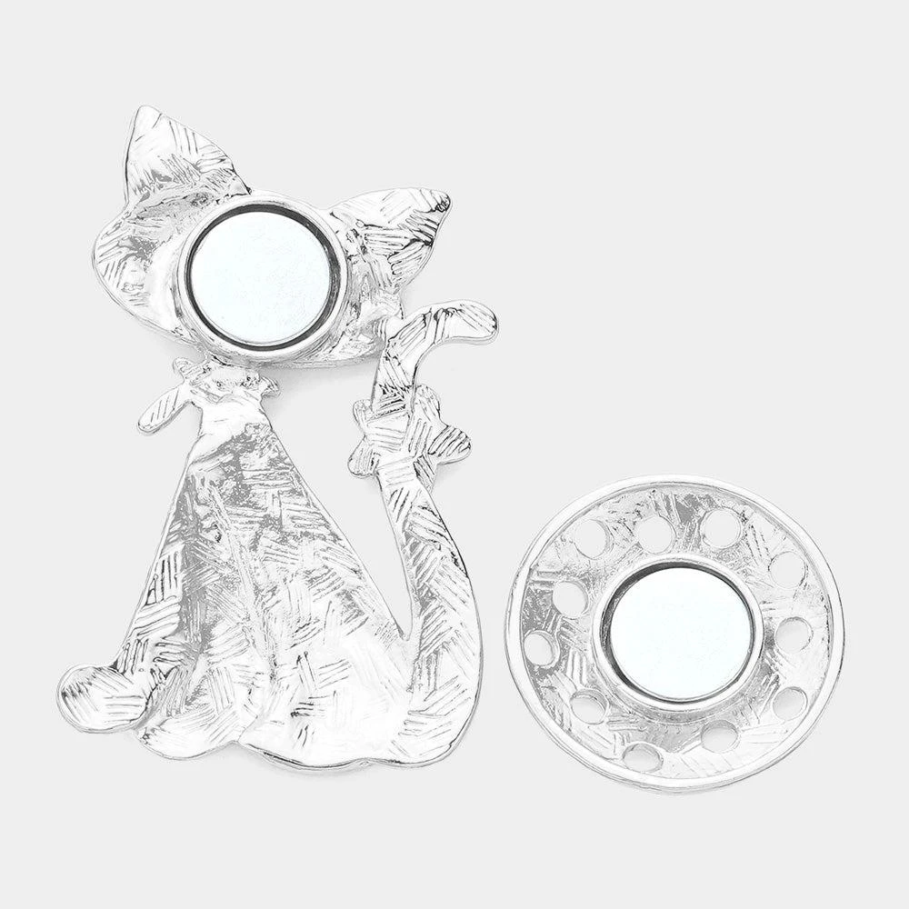 FASHNZFAB Colored Metal Cat Magnetic Brooch 2