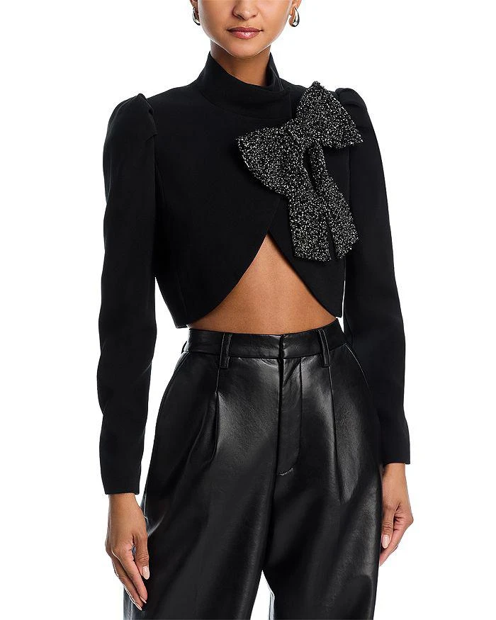 Alice + Olivia Addison Embellished Bow Crop Jacket 1