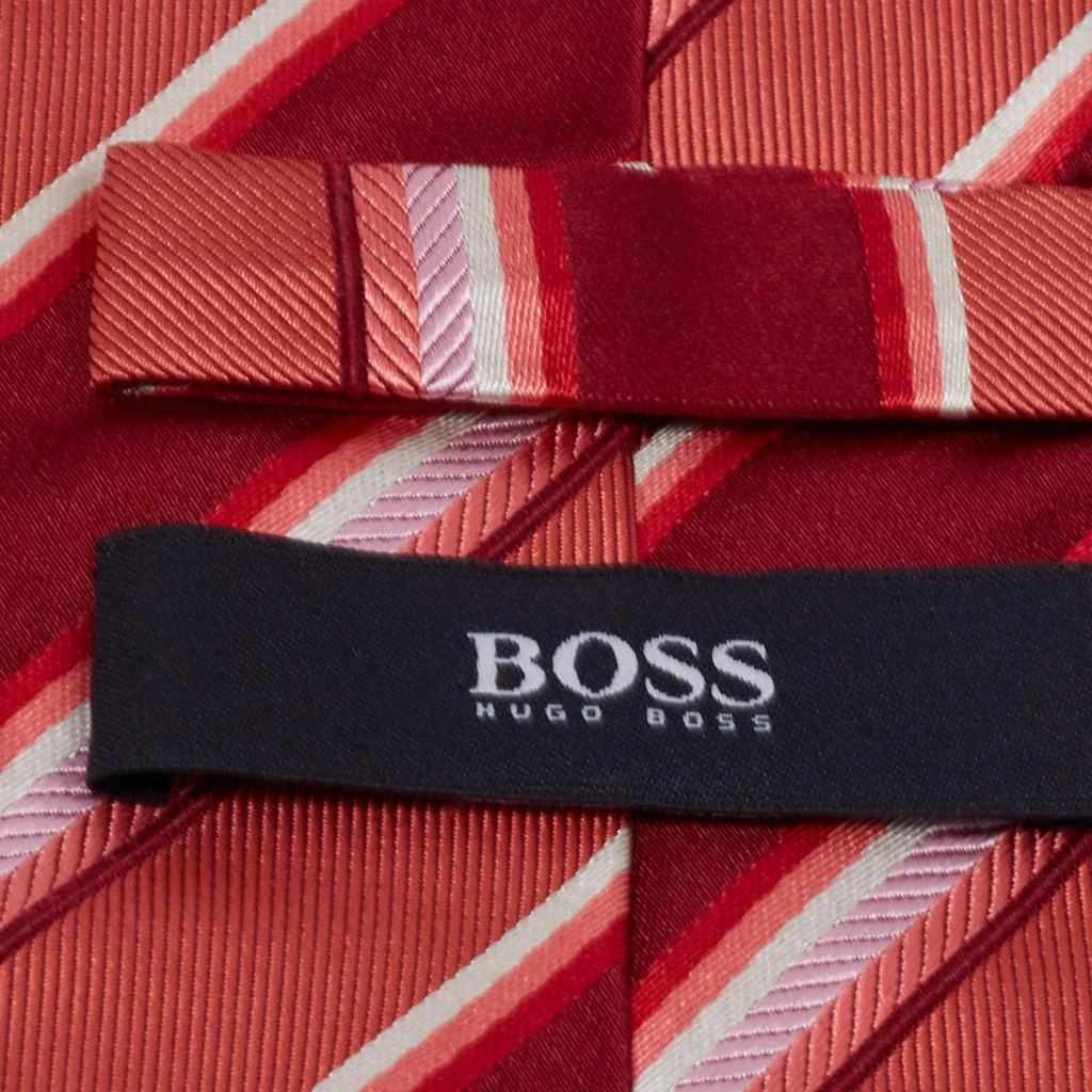 Boss By Hugo Boss Boss By Hugo Boss Red & Coral Striped Silk Tie 3