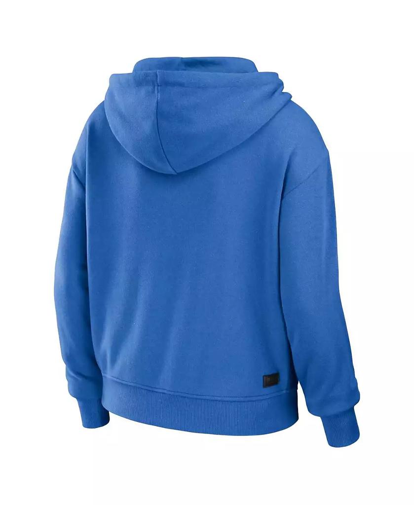 WEAR by Erin Andrews Women's Powder Blue, White Los Angeles Chargers Color Block Light Weight Modest Crop Full-Zip Hoodie