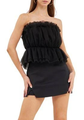 Endless Rose Rose Strapless Tulle Peplum Top 1