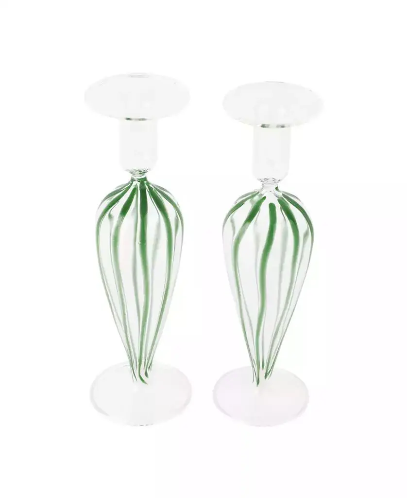 VIETRI Nuovo Stripe 9.5" Candlesticks, Set of 2