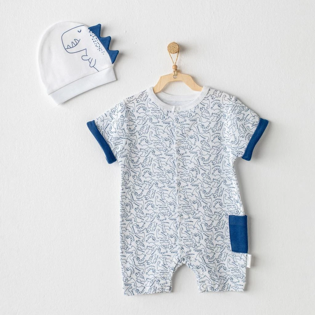 Andy Wawa White Ptera Dino Print Babysuit & Beanie 1