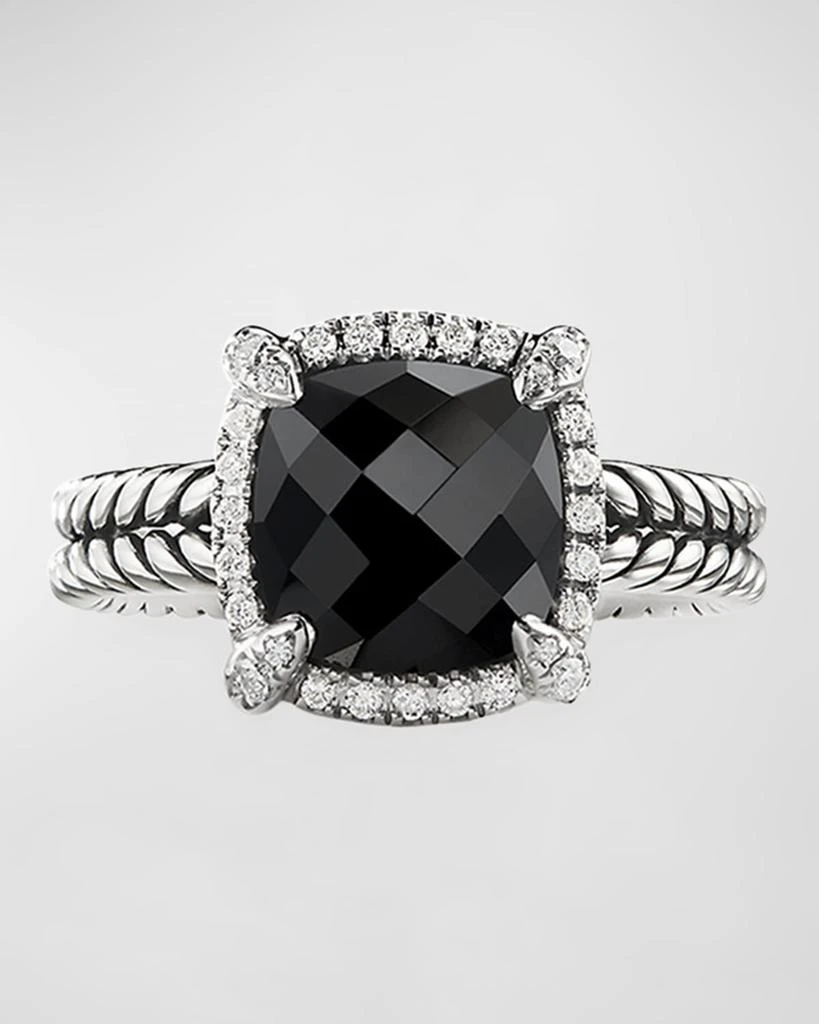 David Yurman Chatelaine Pavé Bezel Ring with Gemstone and Diamonds in Silver, 9mm 3