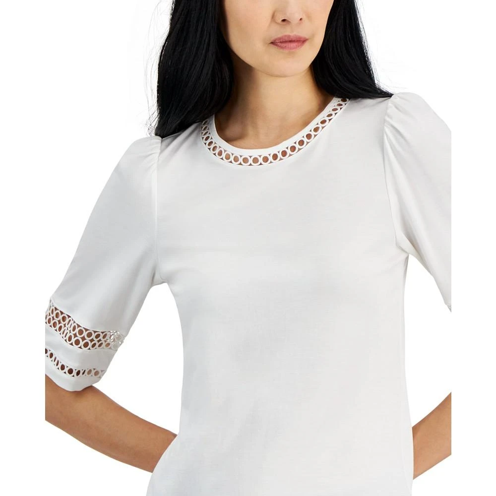 Anne Klein Women's Harmony Lace-Inset Elbow-Sleeve Top 3