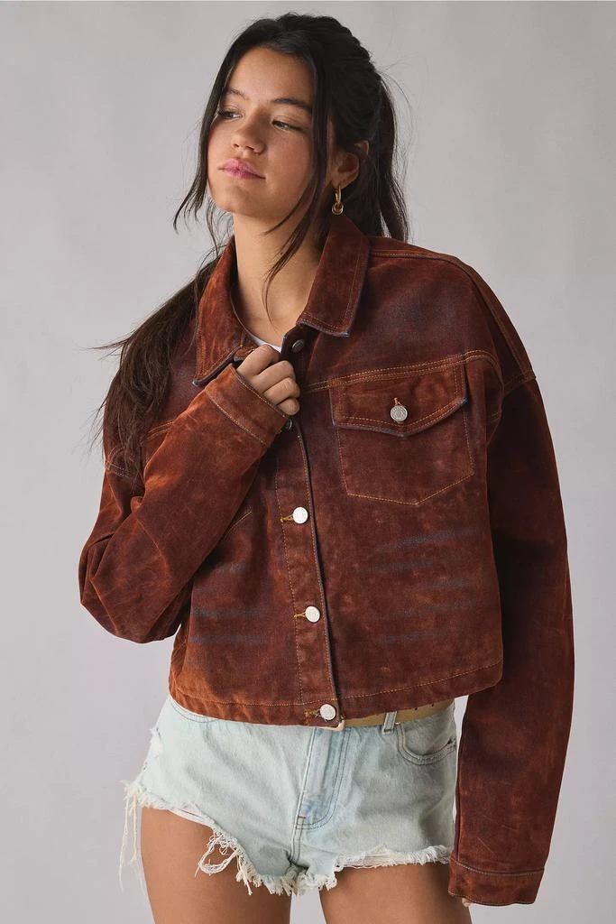 Azalea Wang Azalea Wang Sampson Flocked Denim Jacket