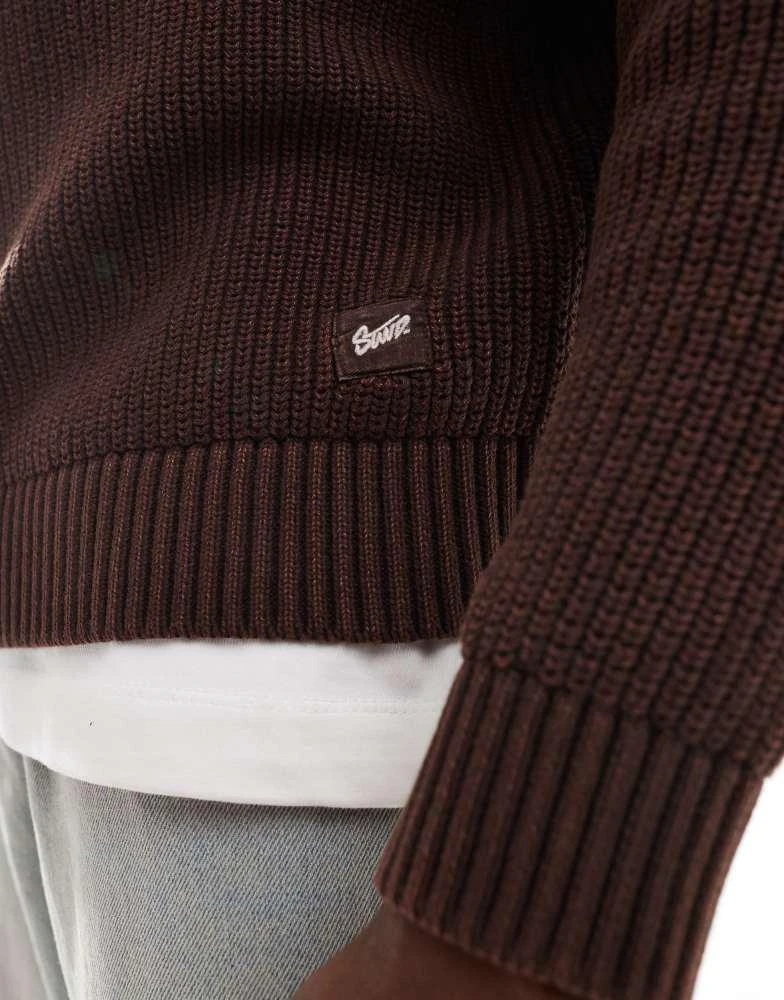 Pull&Bear Pull&Bear ribbed acid washed jumper in brown 3