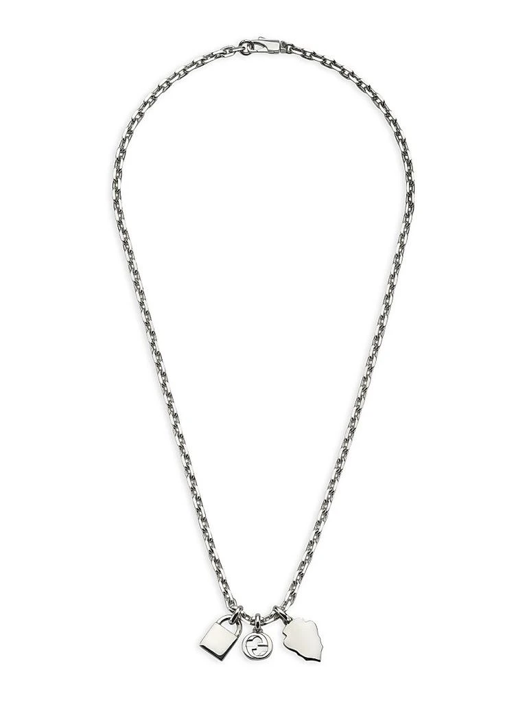 Gucci Trademark Sterling Silver Logo Charm Necklace 3