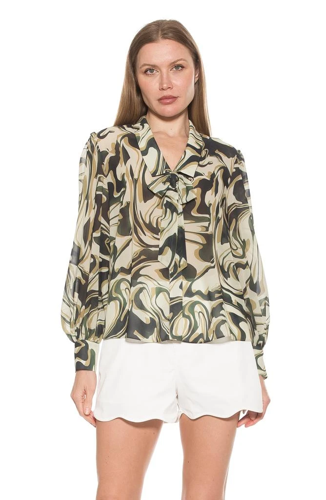 ALEXIA ADMOR Serena Long Sleeve Tie Neck Blouse 4