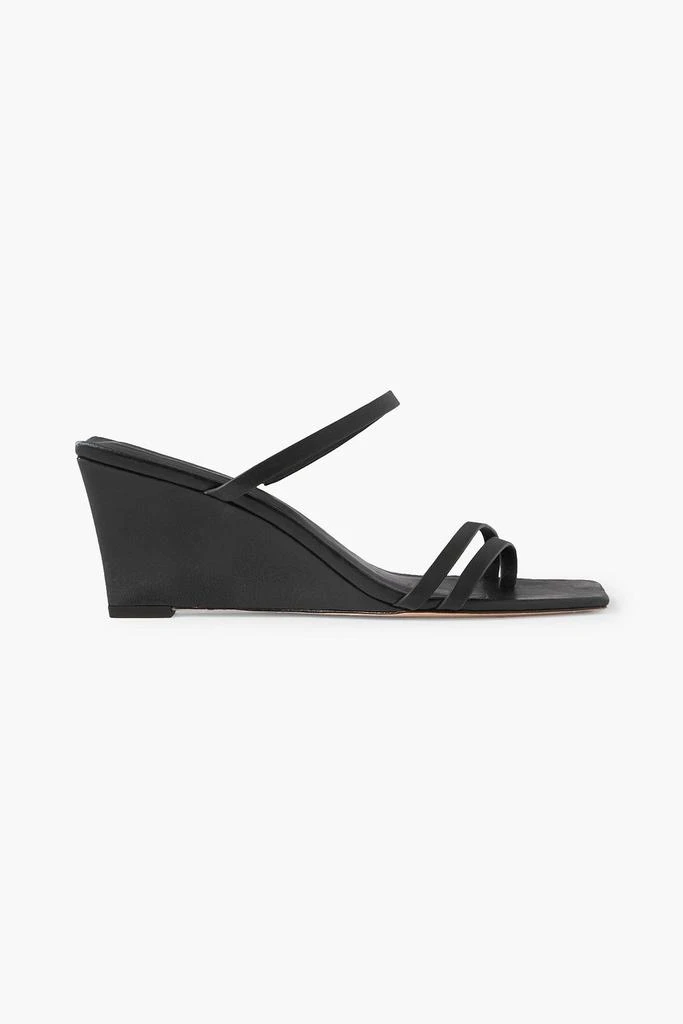 ST. AGNI Leather wedge sandals 1