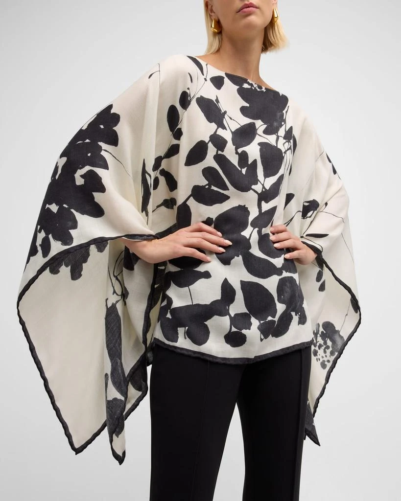 Rani Arabella Placed Flower Cashmere-Blend Printed Poncho 7