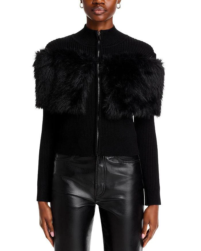 Adrienne Landau Faux Fur Mock Neck Jacket 6