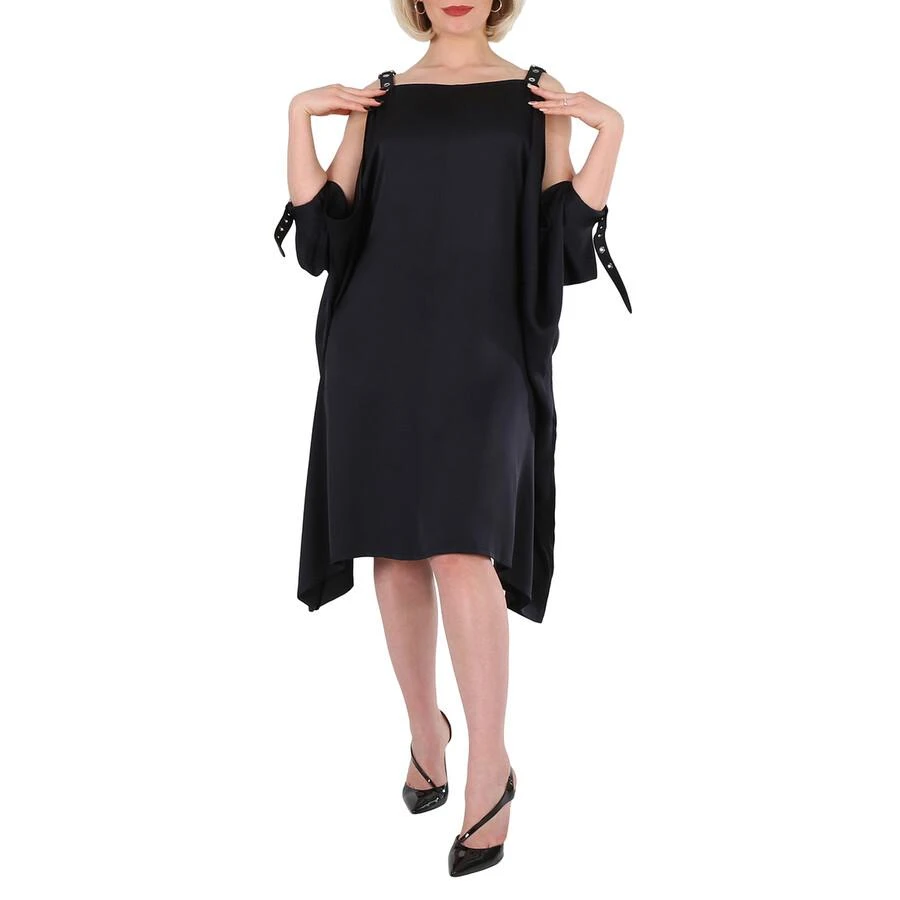 Burberry Ladies Black Miley Strap Detail Location Print Silk Dress 2