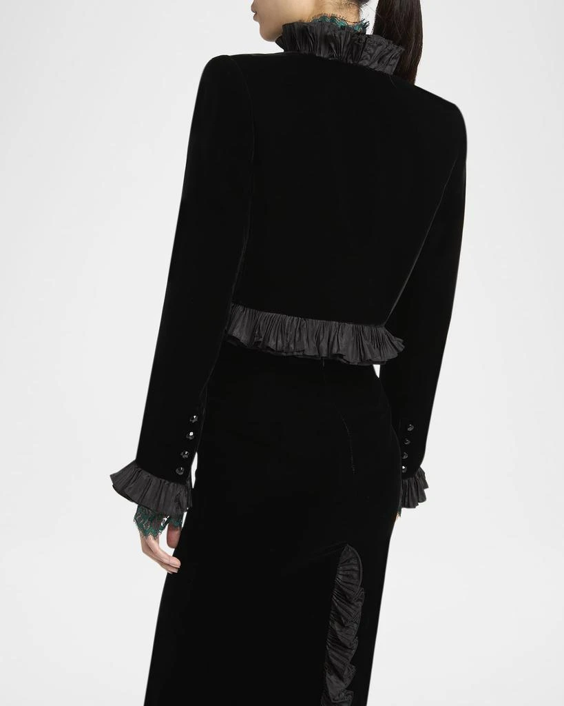 Valentino Pleated Ruffle Velvet Crop Jacket 3