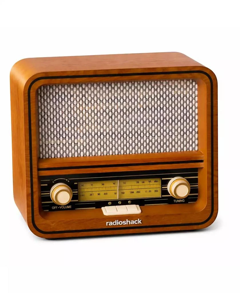 RadioShack Retro AM/FM Radio, Vintage and Classic Wood Style, Bluetooth, Dual 5W Speakers – 4001796