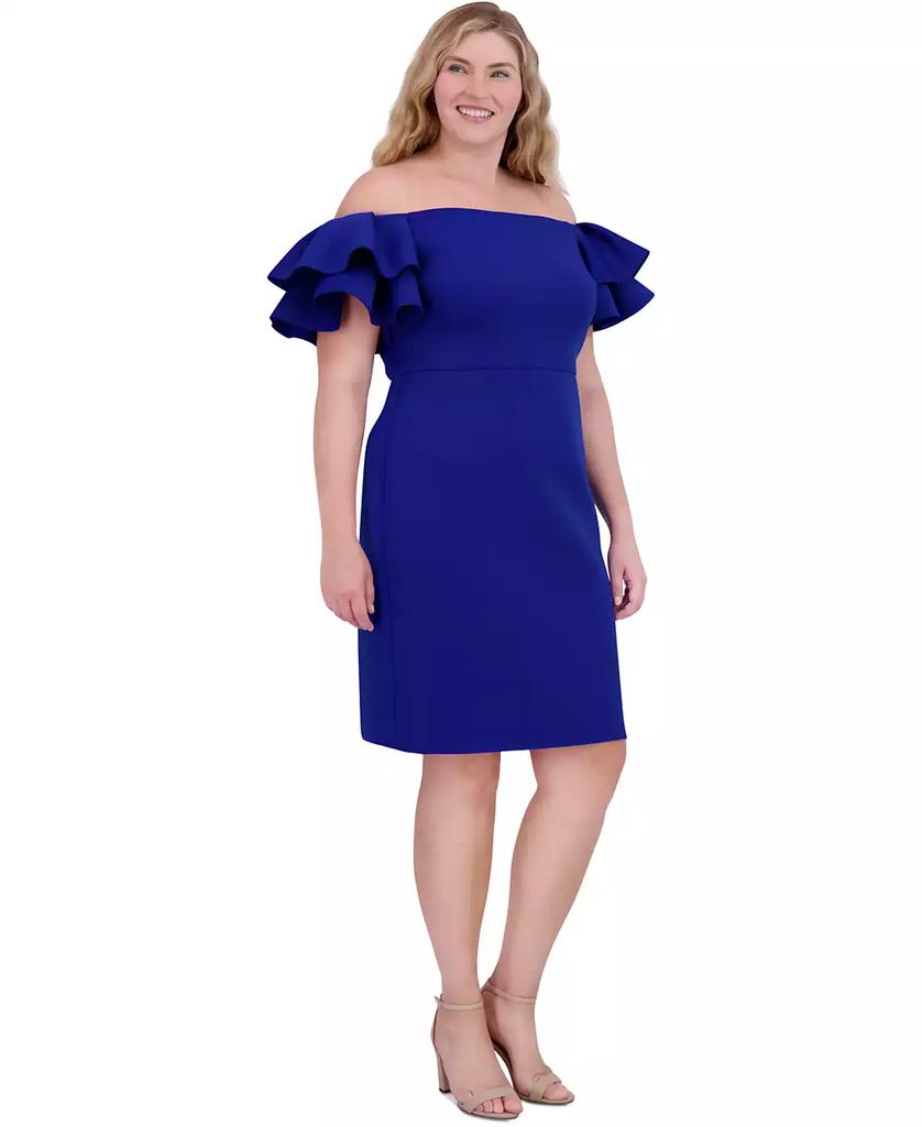 Eliza J Plus Size Ruffled Off-The-Shoulder Sheath Dress