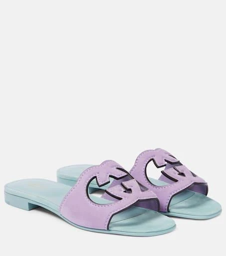 Gucci Interlocking G cutout suede slides 1
