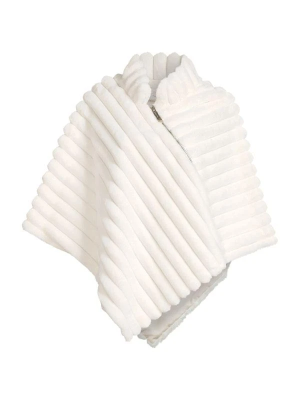 BELLE FARE Quilted Faux Fur Asymmetric Poncho 3