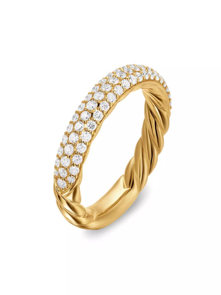 David Yurman DY Mercer Pavé Band Ring in 18K Yellow Gold