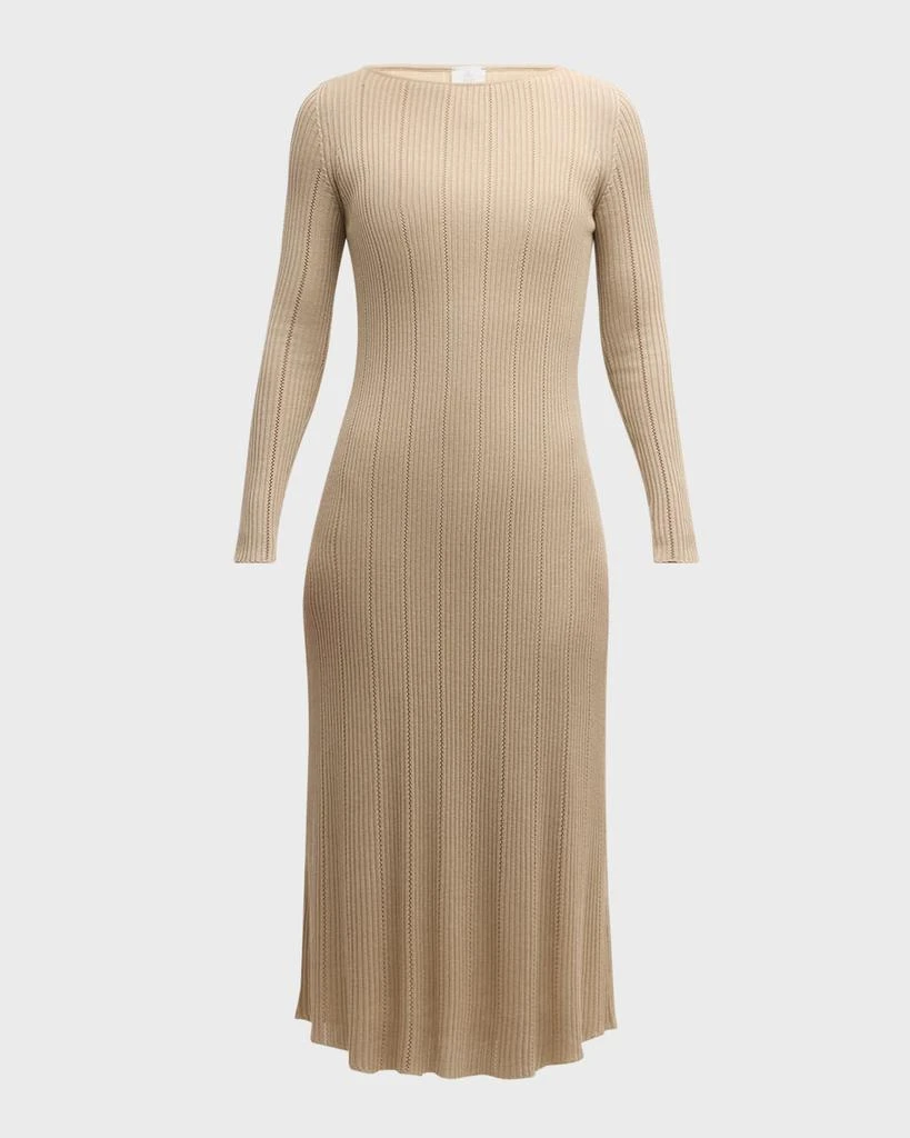 ELEVENTY Pointelle Ribbed-Knit Midi Dress 1