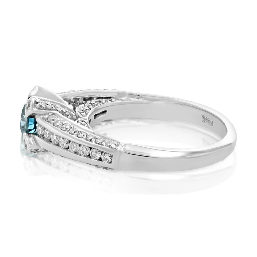 Vir Jewels 1.35 cttw Blue and White Diamond Engagement Ring 14K White Gold 4