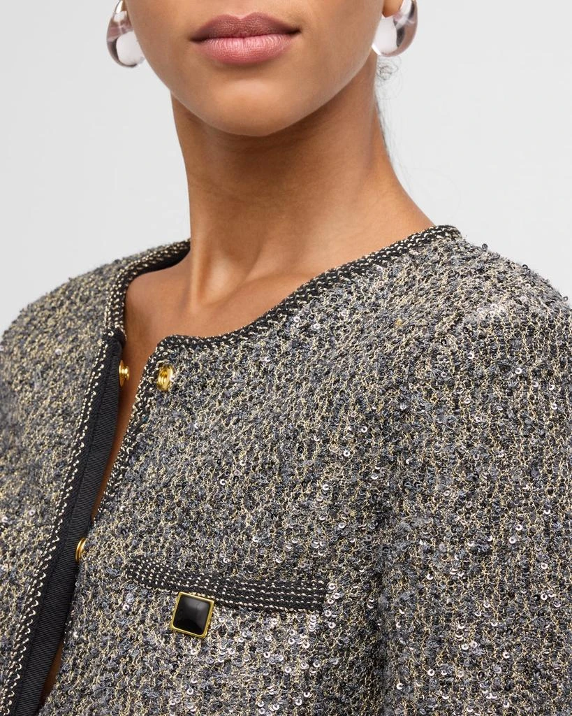 St. John Sequined Metallic Knit Jacket 5