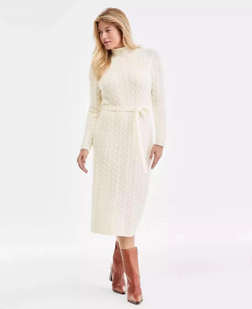Charter Club Women's 100% Cashmere Cable-Knit Mock Neck Midi Dress, Macy's Exclusive 1