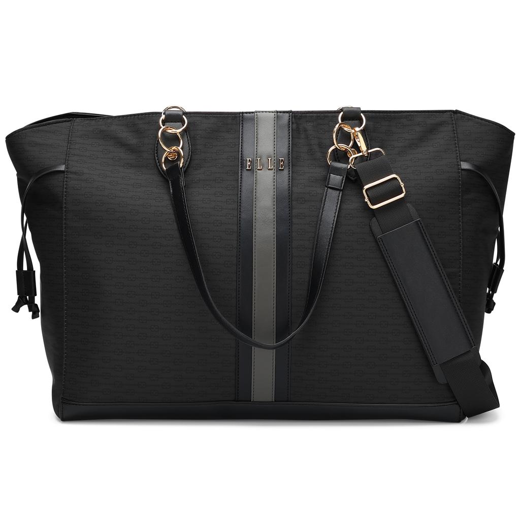 ELLE Eleganza 32L Monogram Weekender Tote Bag | Black