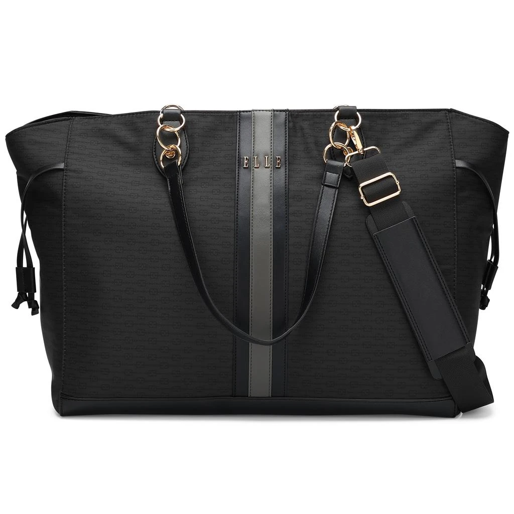 ELLE Eleganza 32L Monogram Weekender Tote Bag | Black 1