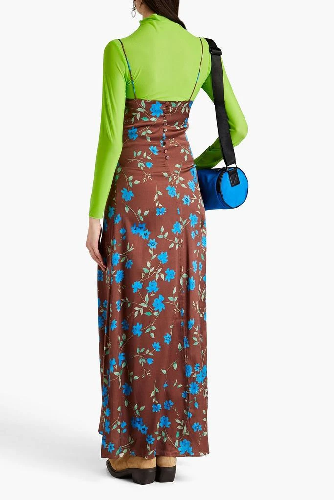 Ganni Floral-print stretch-silk satin maxi slip dress 3
