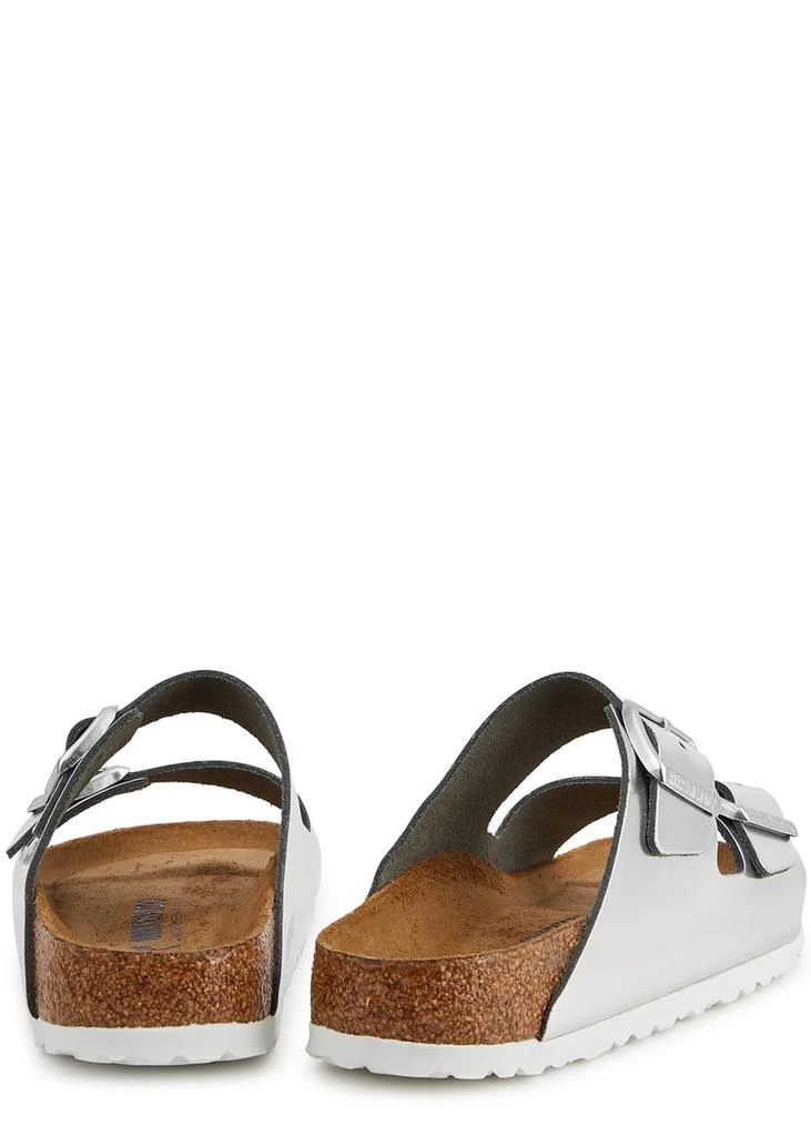 Birkenstock Arizona metallic silver leather sliders 3