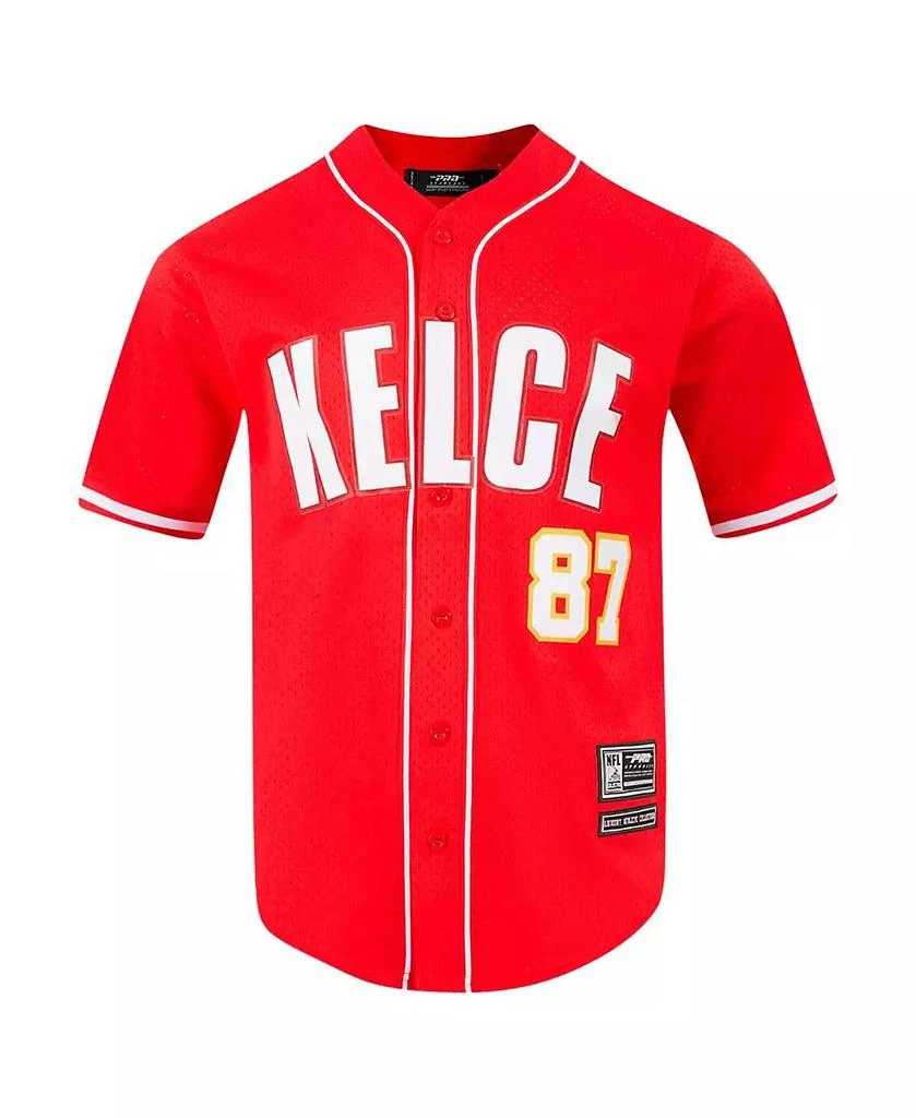 Pro Standard Men's Travis Kelce Red Kansas City Chiefs Mesh Button-Up Baseball Jersey 4