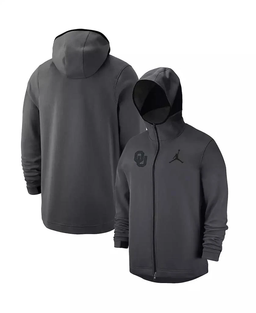 Jordan Men's Brand Anthracite Oklahoma Sooners Tonal Showtime Full-Zip Hoodie 1