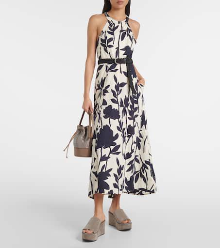 ワンピース BRUNELLO CUCINELLI COTTON MIDI DRESS Brunello Cucinelli - Khaki Cotton Poplin Belted Dress