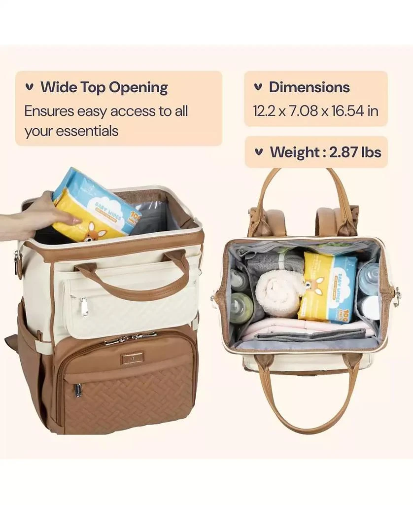 BabbleRoo Kids Premium Faux Leather Diaper Bag Backpack Spacious 
Stylish Nappy Organizer Midnight Blue 2