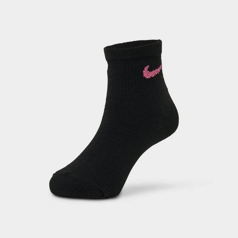 NIKE Girls' Toddler Nike Metallic Swoosh Quarter Socks (6-Pack) 5