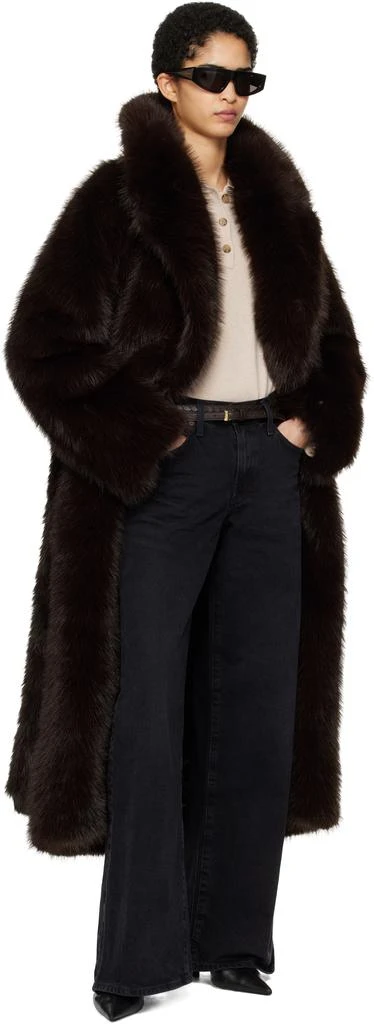 AGOLDE Brown Shoreditch Ski Club Edition Ebony Faux-Fur Coat 4