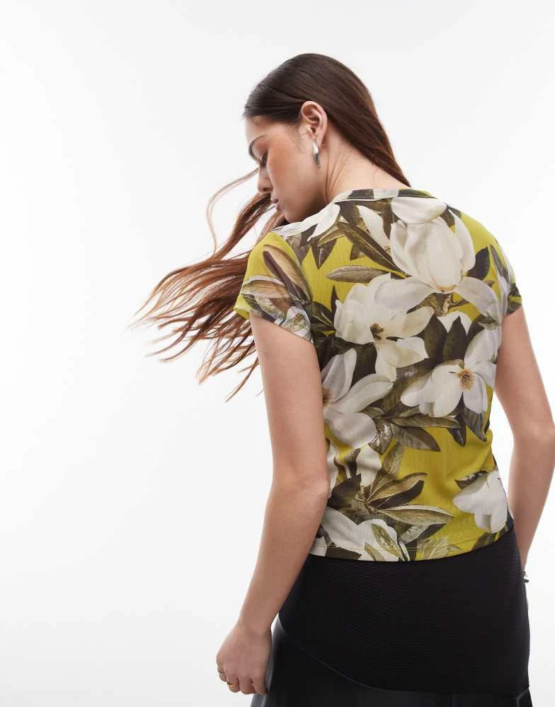 ALL SAINTS AllSaints Ellie floral print mesh tee in  revive stem green 4