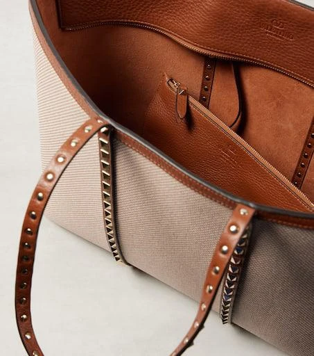 Valentino Rockstud Large canvas tote bag 3