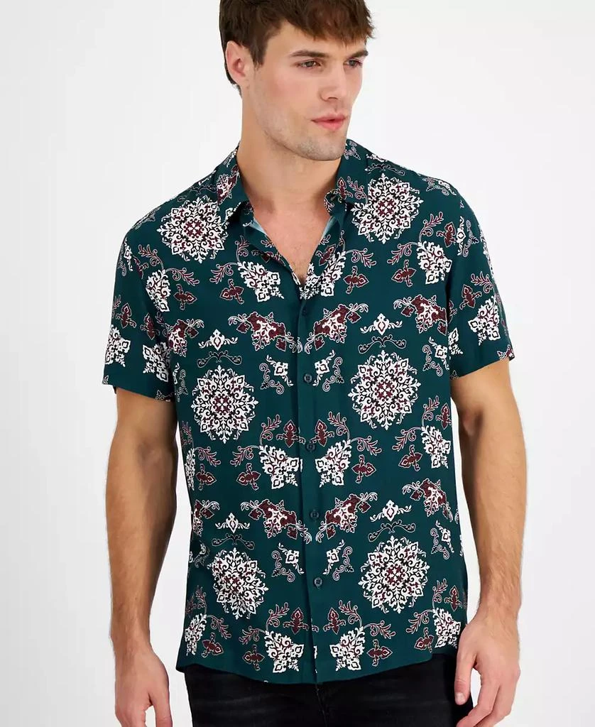 GUESS Men's Paisley-Print Short-Sleeve Shirt 3