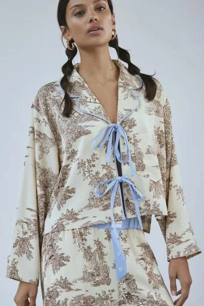 Out From Under Out From Under Satin Tie-Front PJ Top 2