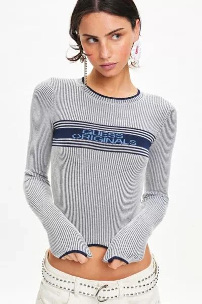 GUESS JEANS GUESS ORIGINALS Logo Jacquard Cropped Sweater 2